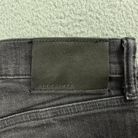 All Saints Jeans Mens 32 Pants Black Cigarette Skinny Fit Faded Dark Wash Denim - Picture 5 of 11